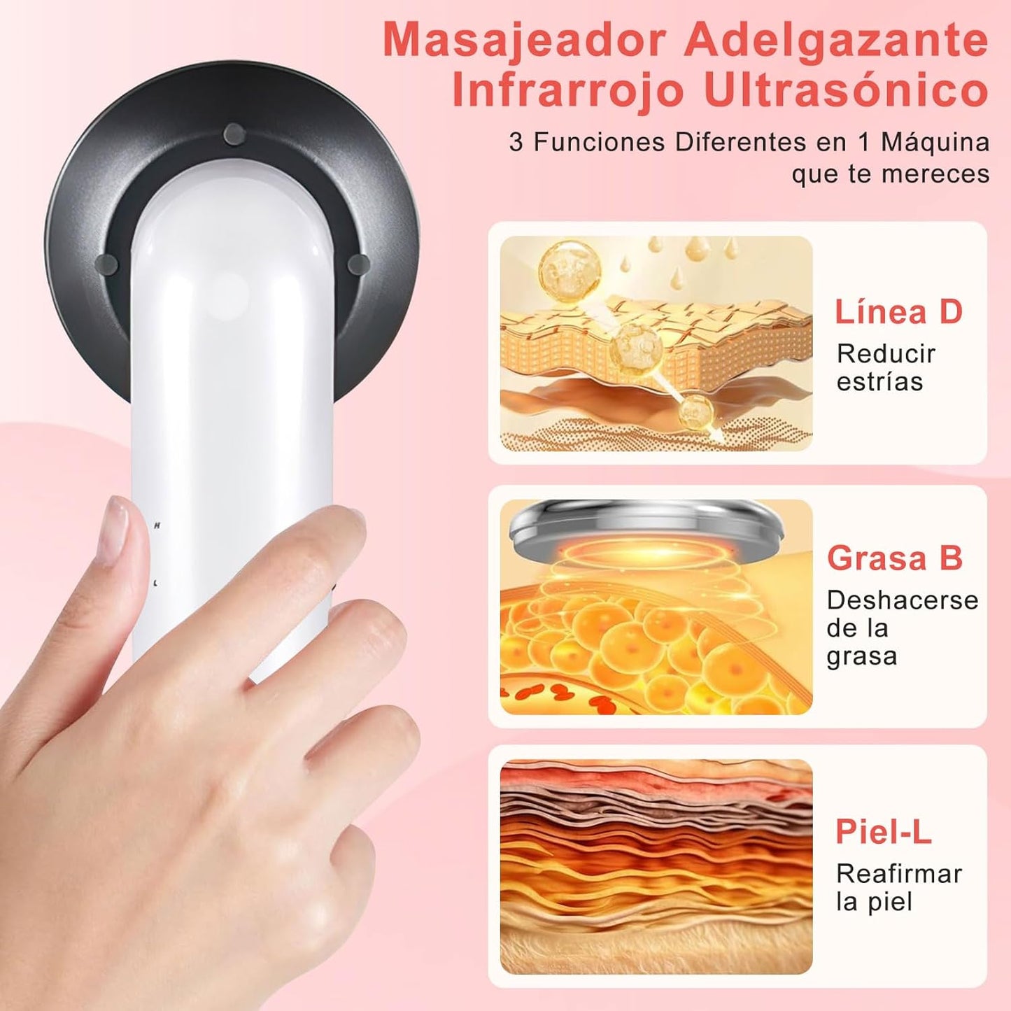Masajeador Ultrasonido 3 en 1 de Cavitación.